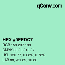 カラーコード: HEX #9FEDC7 | qconv.com