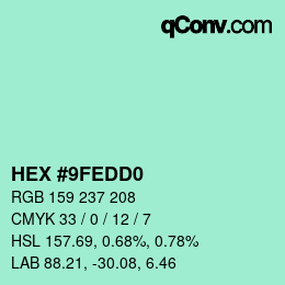 カラーコード: HEX #9FEDD0 | qconv.com