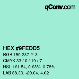 カラーコード: HEX #9FEDD5 | qconv.com