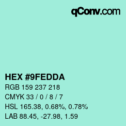 カラーコード: HEX #9FEDDA | qconv.com