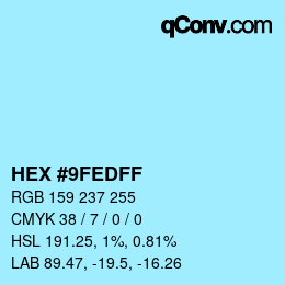 Color code: HEX #9FEDFF | qconv.com