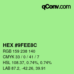 Color code: HEX #9FEE8C | qconv.com