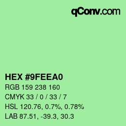 Color code: HEX #9FEEA0 | qconv.com