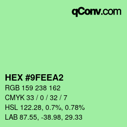 Color code: HEX #9FEEA2 | qconv.com