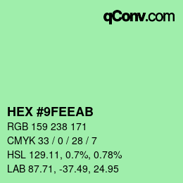 カラーコード: HEX #9FEEAB | qconv.com
