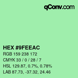 Color code: HEX #9FEEAC | qconv.com