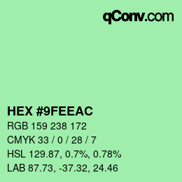 Código de color: HEX #9FEEAC | qconv.com