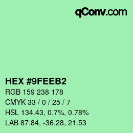 カラーコード: HEX #9FEEB2 | qconv.com
