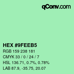 Color code: HEX #9FEEB5 | qconv.com