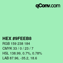 Color code: HEX #9FEEB8 | qconv.com