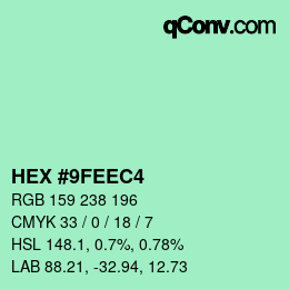 カラーコード: HEX #9FEEC4 | qconv.com