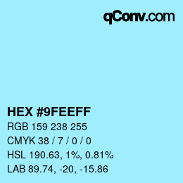 Color code: HEX #9FEEFF | qconv.com