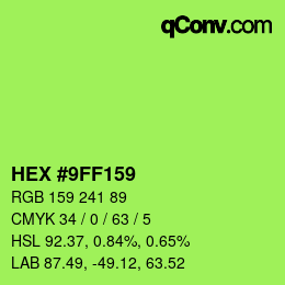 カラーコード: HEX #9FF159 | qconv.com