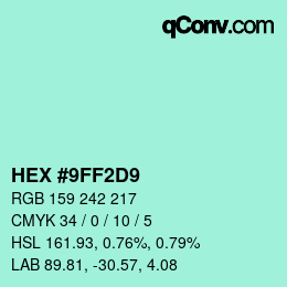 Color code: HEX #9FF2D9 | qconv.com