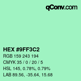 Color code: HEX #9FF3C2 | qconv.com