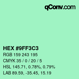 Color code: HEX #9FF3C3 | qconv.com