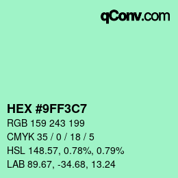 Color code: HEX #9FF3C7 | qconv.com