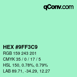 Color code: HEX #9FF3C9 | qconv.com