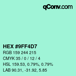 Color code: HEX #9FF4D7 | qconv.com
