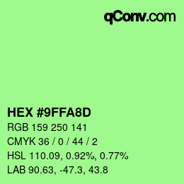 Color code: HEX #9FFA8D | qconv.com
