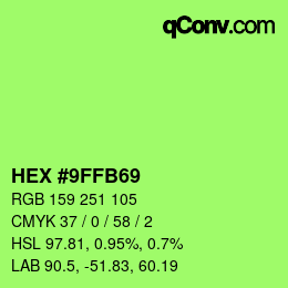 Color code: HEX #9FFB69 | qconv.com