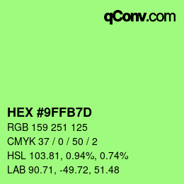 カラーコード: HEX #9FFB7D | qconv.com