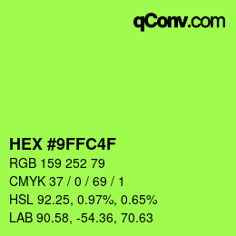 Color code: HEX #9FFC4F | qconv.com