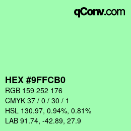 カラーコード: HEX #9FFCB0 | qconv.com