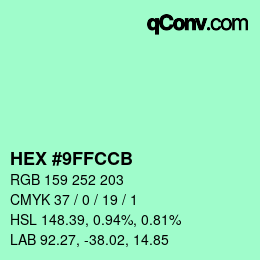 カラーコード: HEX #9FFCCB | qconv.com