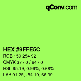 Farbcode: HEX #9FFE5C | qconv.com