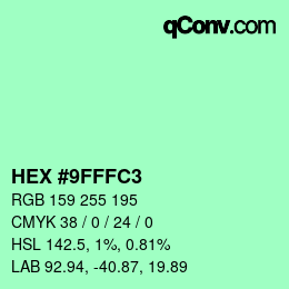カラーコード: HEX #9FFFC3 | qconv.com