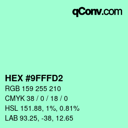 Color code: HEX #9FFFD2 | qconv.com