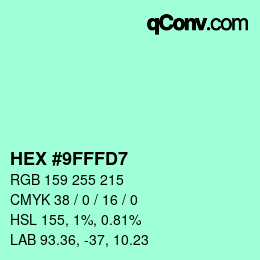 Color code: HEX #9FFFD7 | qconv.com