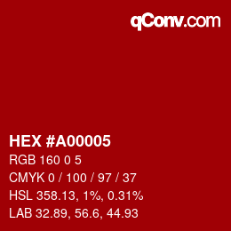 Color code: HEX #A00005 | qconv.com
