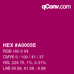 Color code: HEX #A0005E | qconv.com