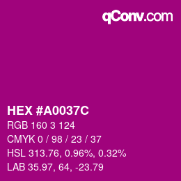 Color code: HEX #A0037C | qconv.com