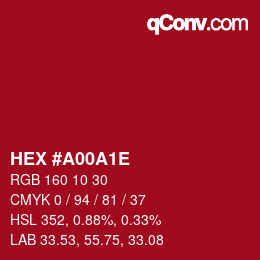 Color code: HEX #A00A1E | qconv.com