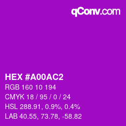 Color code: HEX #A00AC2 | qconv.com