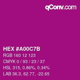 Farbcode: HEX #A00C7B | qconv.com
