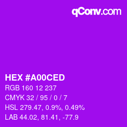 カラーコード: HEX #A00CED | qconv.com