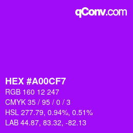 Color code: HEX #A00CF7 | qconv.com