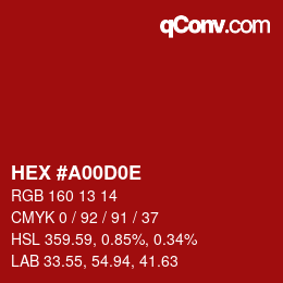 Color code: HEX #A00D0E | qconv.com