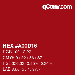 Color code: HEX #A00D16 | qconv.com