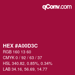 Color code: HEX #A00D3C | qconv.com