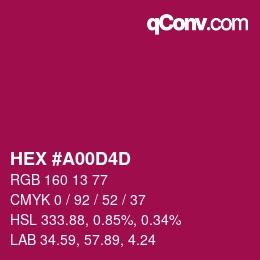 Color code: HEX #A00D4D | qconv.com