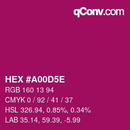 Code couleur: HEX #A00D5E | qconv.com