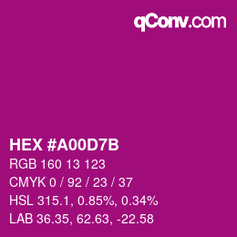 颜色代码: HEX #A00D7B | qconv.com