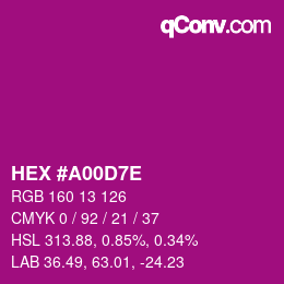 Color code: HEX #A00D7E | qconv.com