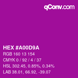 Color code: HEX #A00D9A | qconv.com