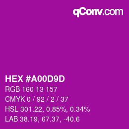 Color code: HEX #A00D9D | qconv.com